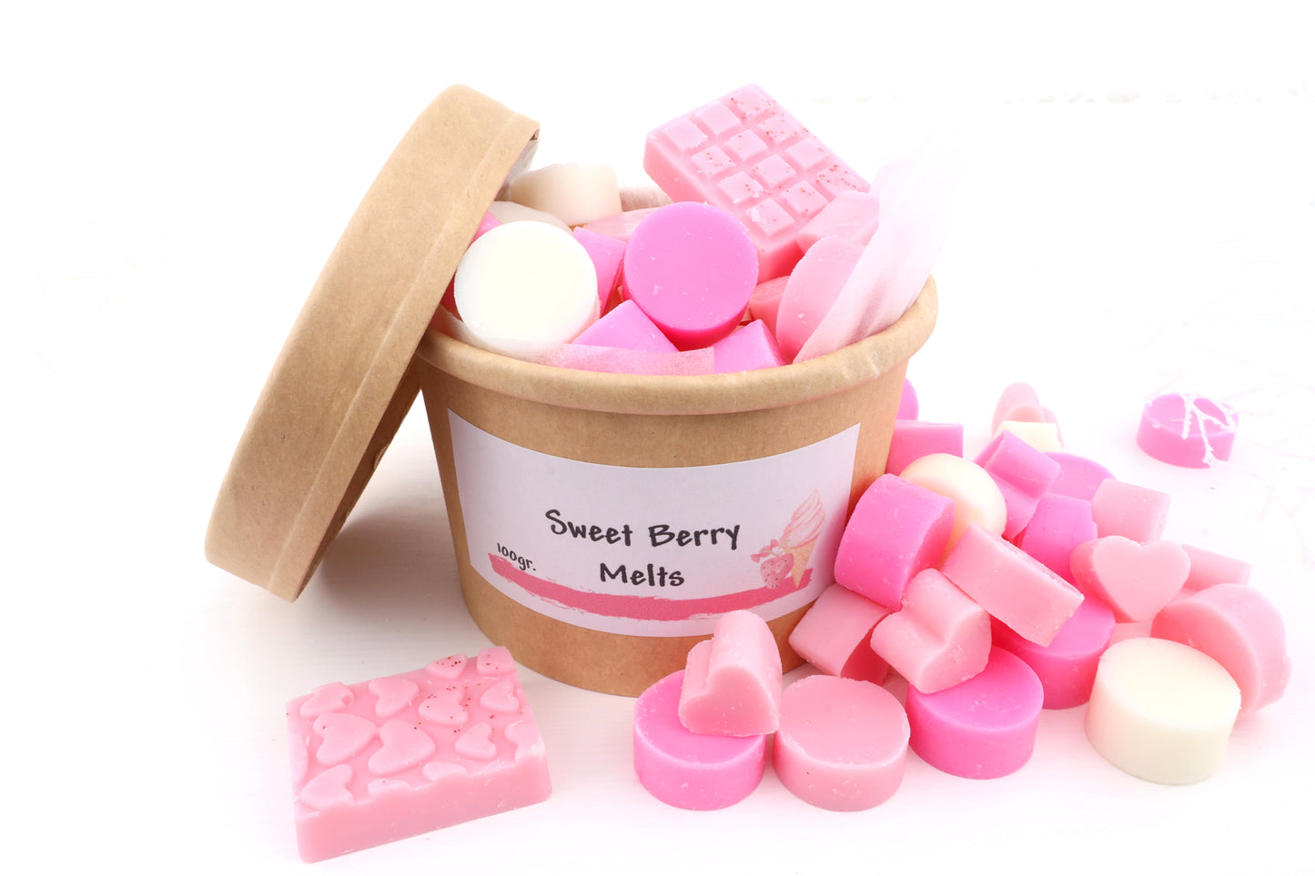 Sweet Berry Aroma-Duftmelts - mit Schimmer und Glitzer im Becher, aus 100% Bio-Sojawachs, vegan, 67/92 mm, 100g (mit Duft)