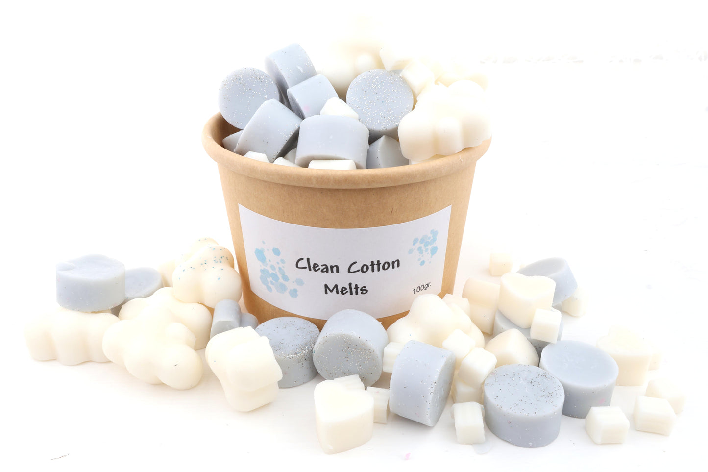 Clean Cotton Aroma-Duftmelts - mit Schimmer und Glitzer, aus 100% Bio-Sojawachs, vegan, 67/92 mm, 86 & 100g (mit Duft)