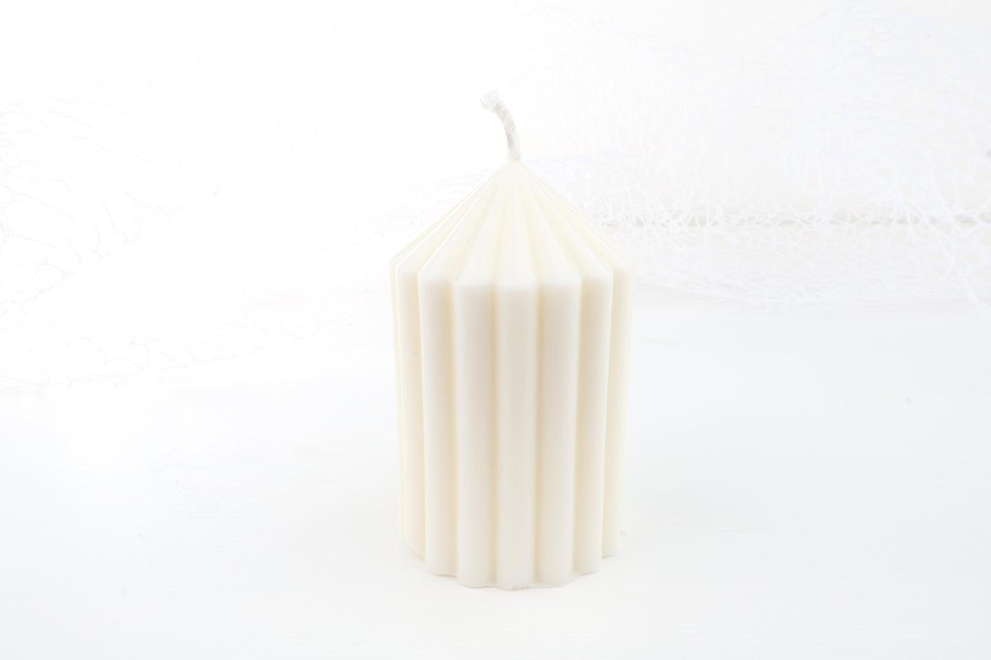 Geriffelte Stumpenkerze - einzeln oder im Set, aus 100% Bio-Sojawachs, vegan, 80/48 | 126/59 | 148/69 mm