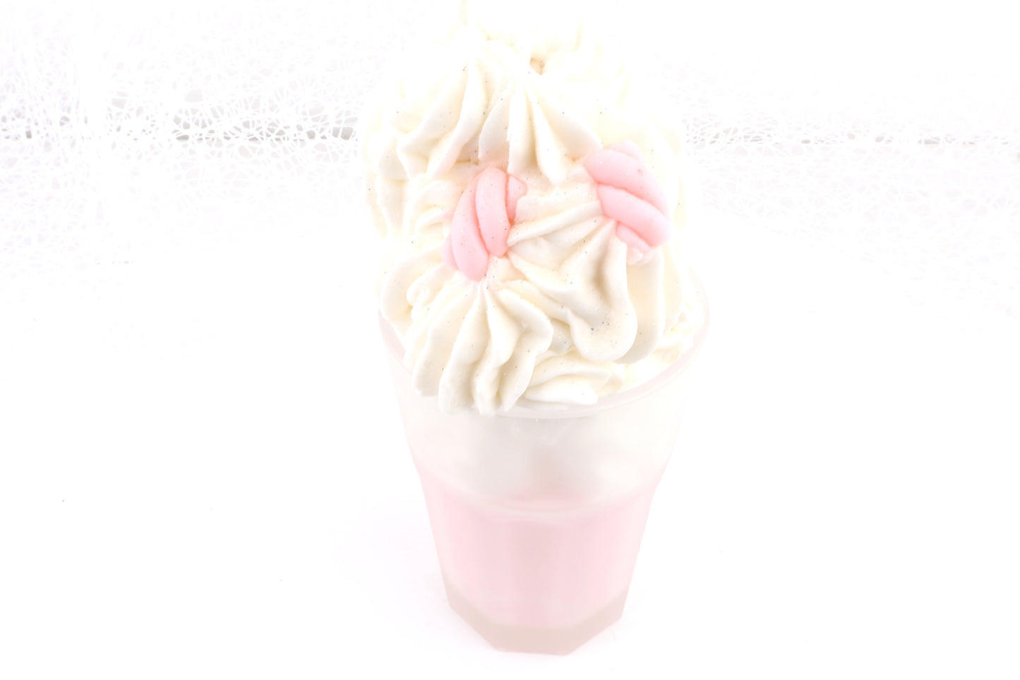 Erdbeere Milchshake-Dessertkerze - im Glas, aus 100% Bio-Sojawachs, vegan, 195/95 mm, 759g