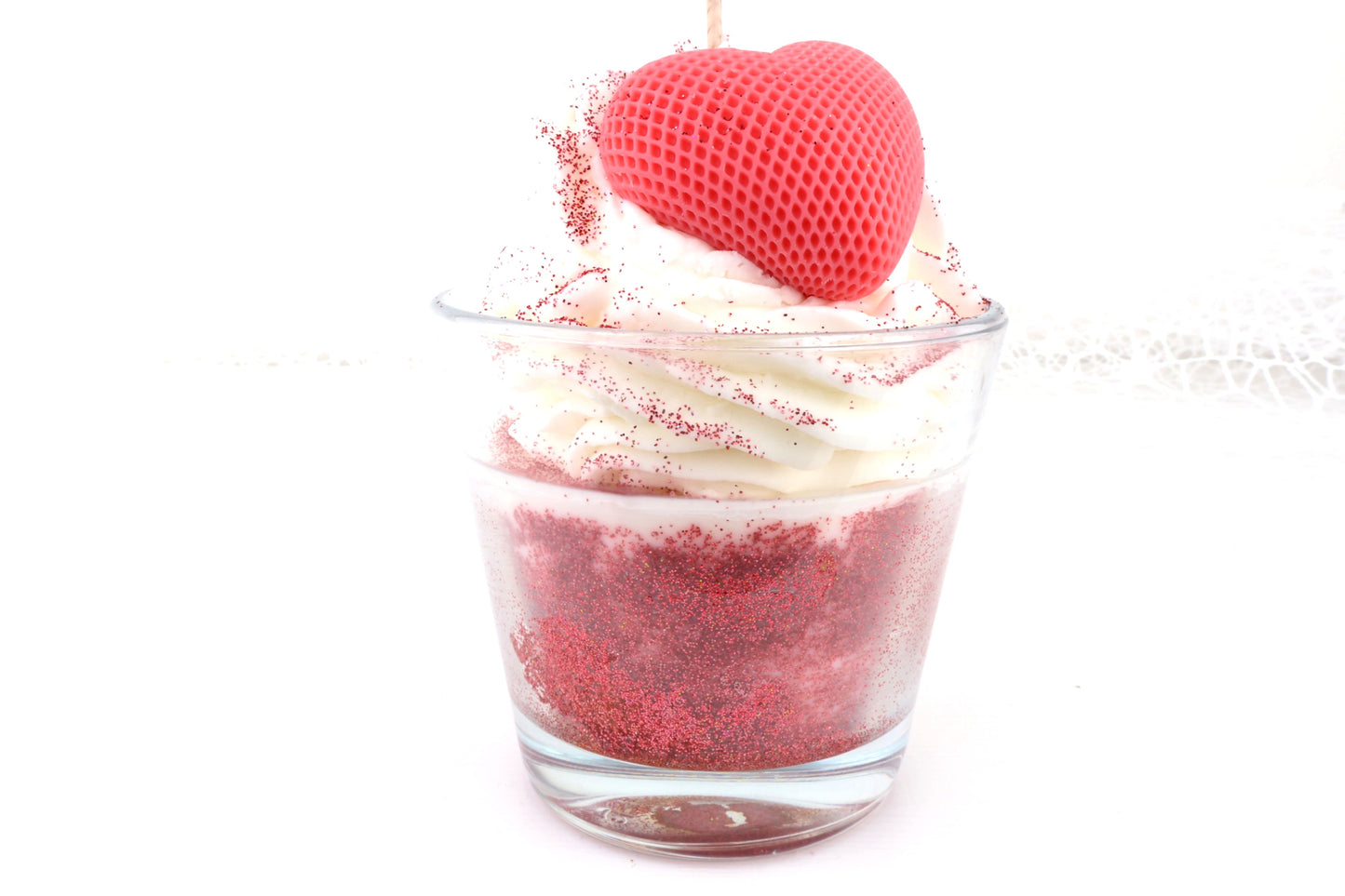 Red Love Dessertkerze - im Glas, aus 100% Bio-Sojawachs, vegan, 120/90 mm, 550g