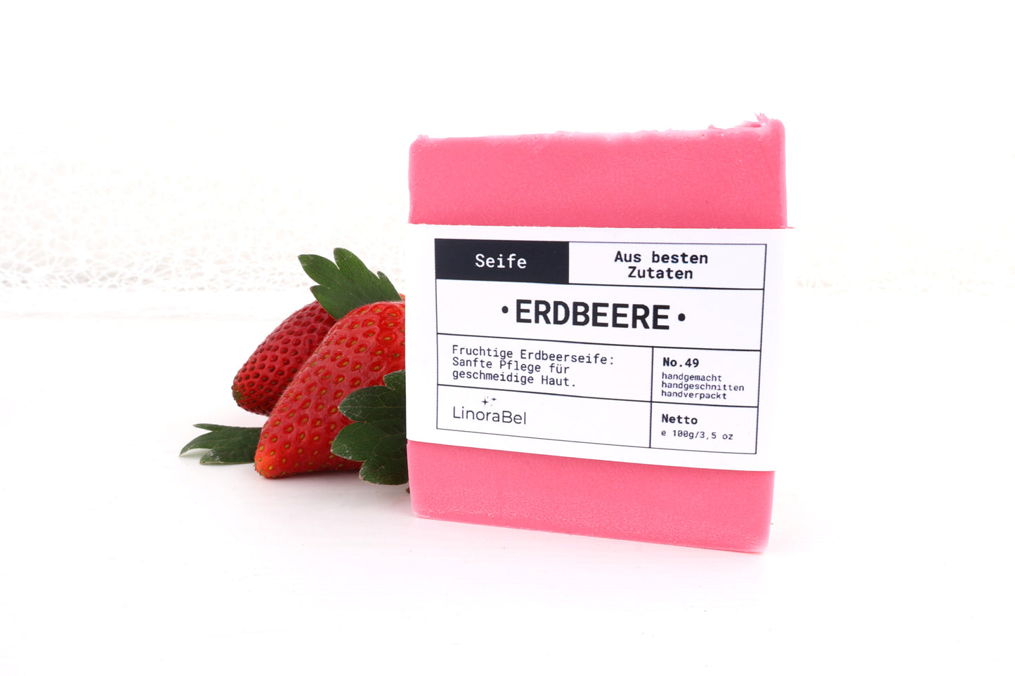 Erdbeerseife - mit anteiligen Bio-Zutaten, vegan, 100-130g