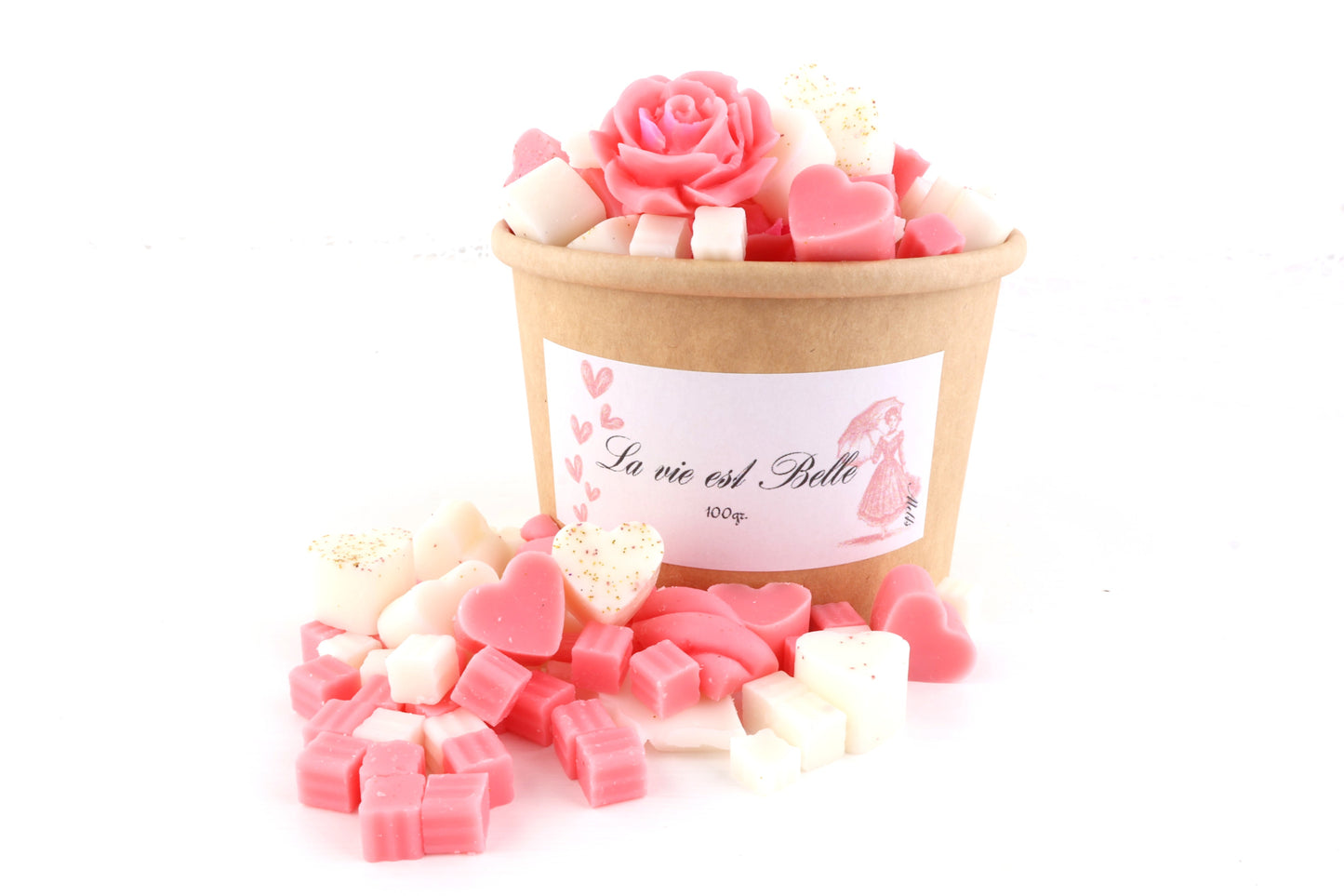 La vie est Belle Aroma Melts - mit Glitzer und Schimmer im Becher, aus 100% Bio-Sojawachs, vegan, 67/92 mm, 100g (mit Duft)