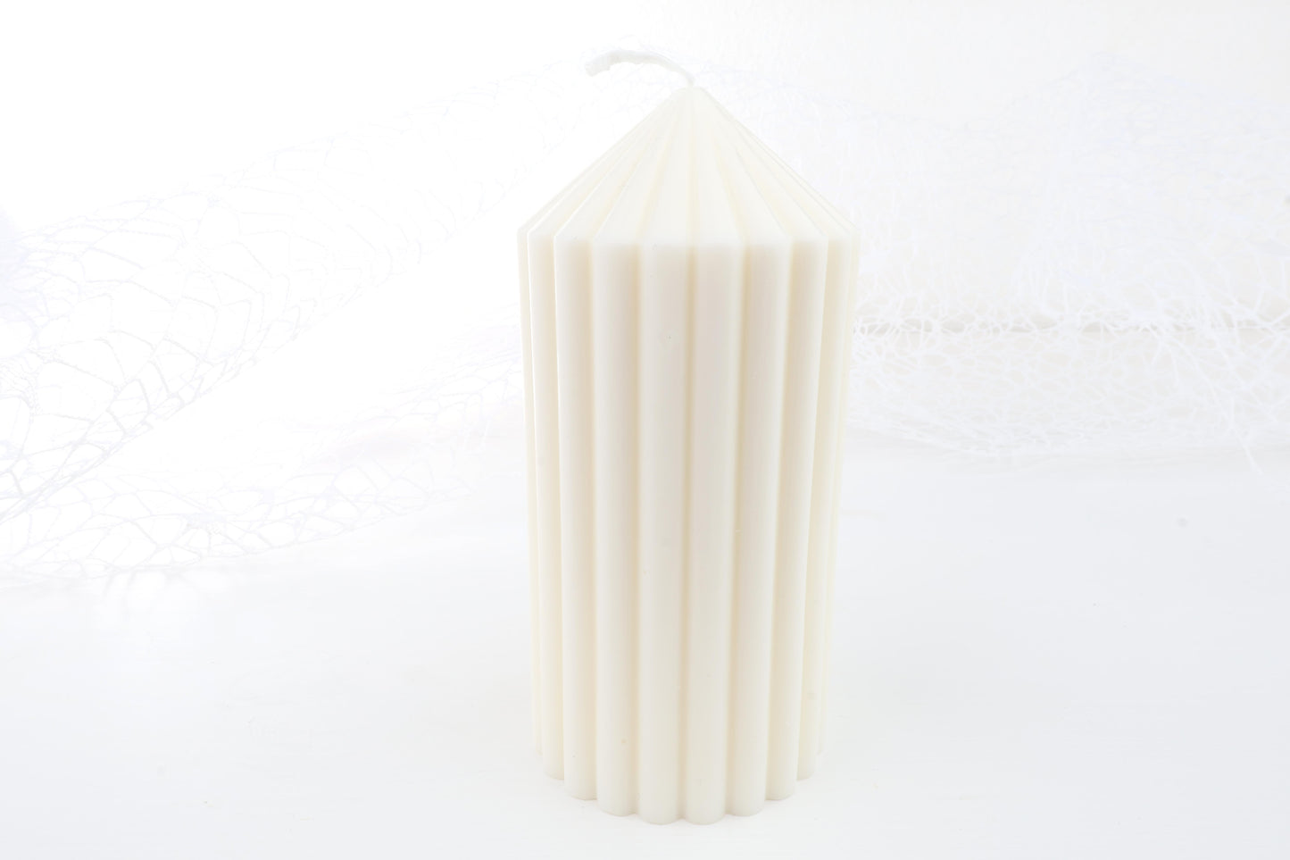 Geriffelte Stumpenkerze - einzeln oder im Set, aus 100% Bio-Sojawachs, vegan, 80/48 | 126/59 | 148/69 mm