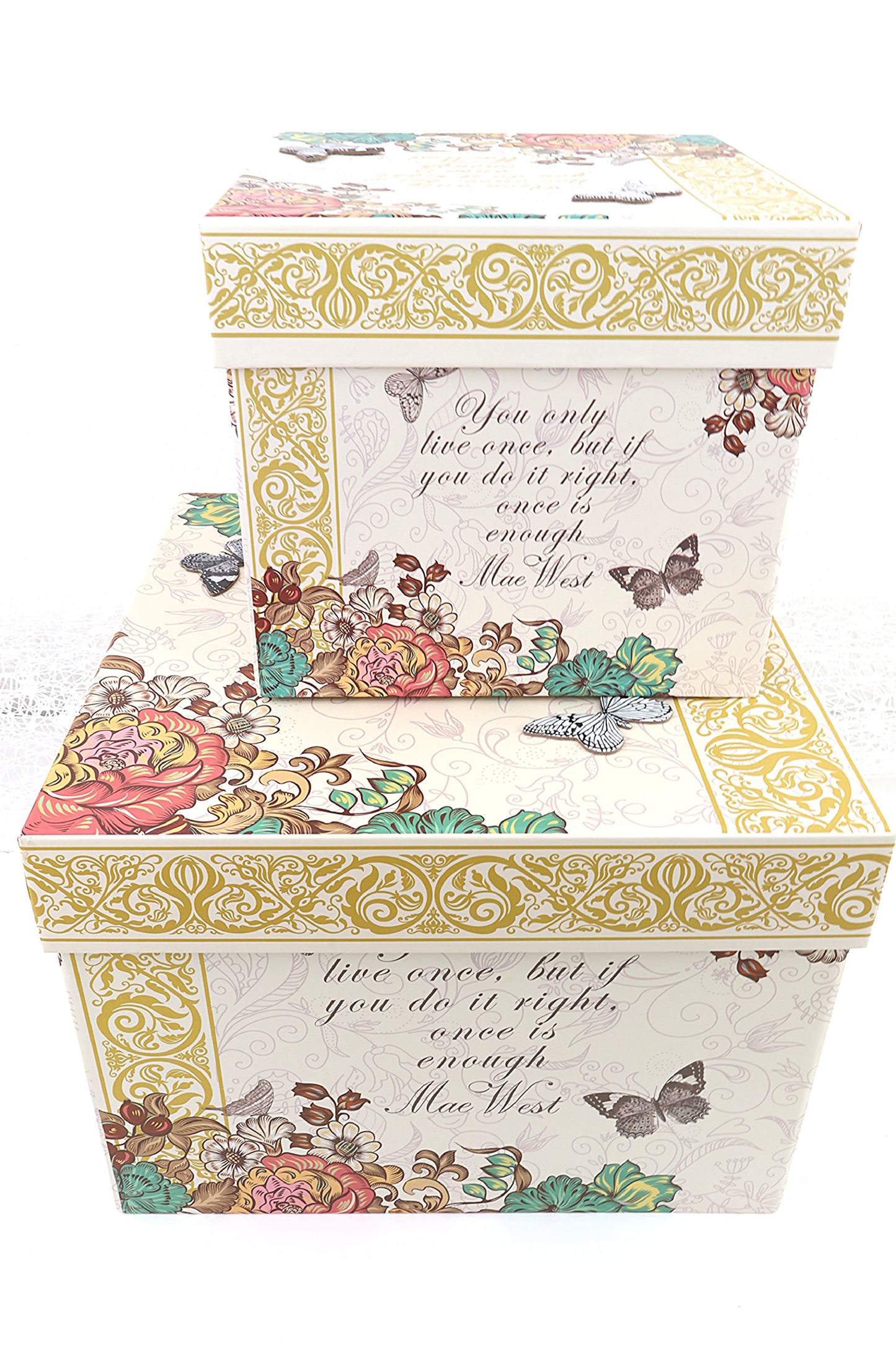 Geschenkbox mit Deckel (leer), 180/180/154 & 255/255/183 mm
